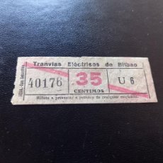 Coleccionismo Billetes de transporte: BILLETE TRANVÍAS DE BILBAO. Lote 363551160
