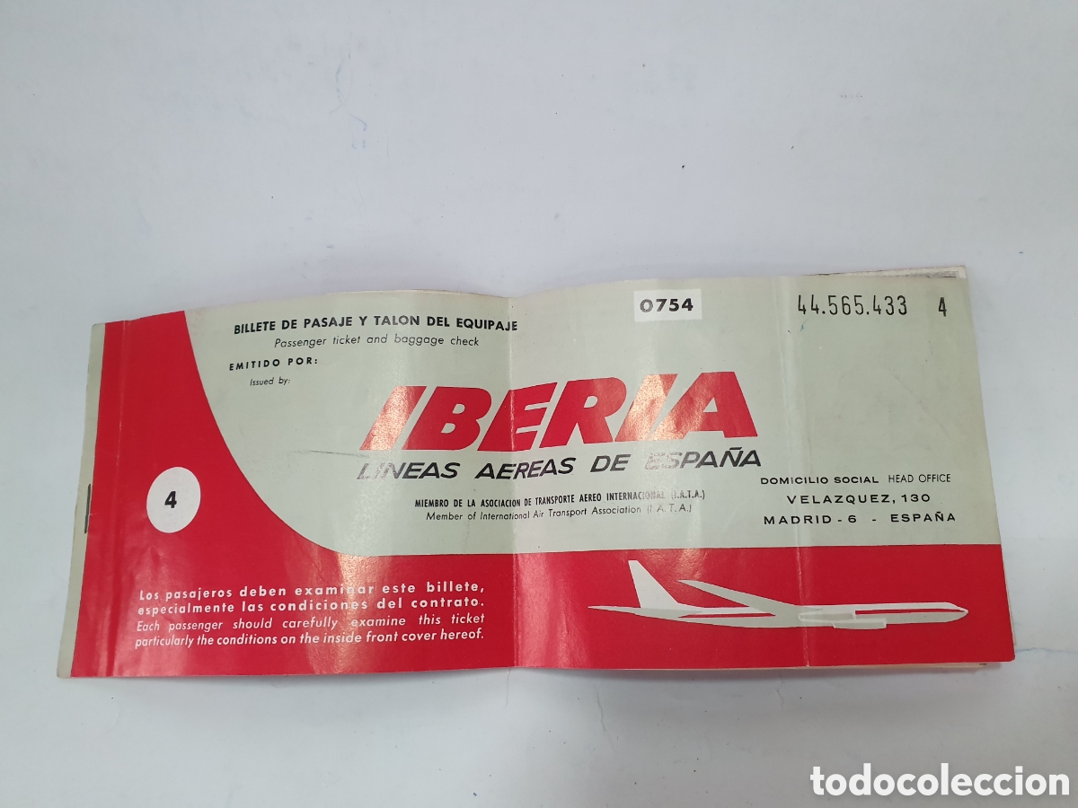 Sammeln von Fahrkarten: IBERIA. LINEAS AEREAS DE ESPA&Ntilde;A. BILLETE A&Ntilde;OS 60. PUBLICIDAD DE PEDRO DOMECQ.