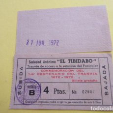 Coleccionismo Billetes de transporte: REF: COL_LBE01- COLECCION TIBIDABO - TRANVIA BLAU AZUL - CENTENARIO TRANVIA 1972. Lote 364667221