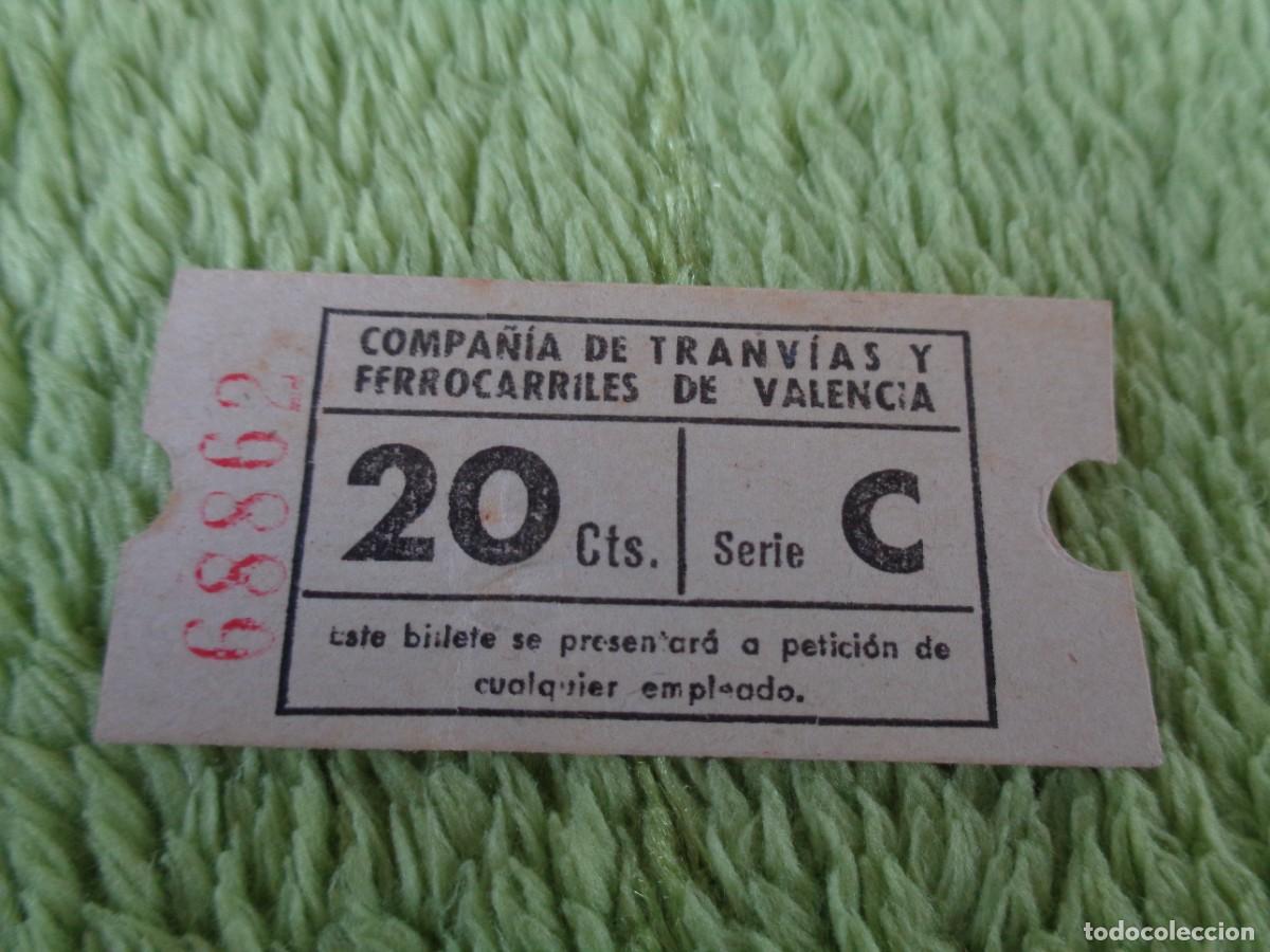 Collectionnisme Billets de transport: BILLETE COMPA&Ntilde;IA TRANVIAS FERROCARRILES VALENCIA 20 CTS CON PUBLICIDAD EN TRASERA