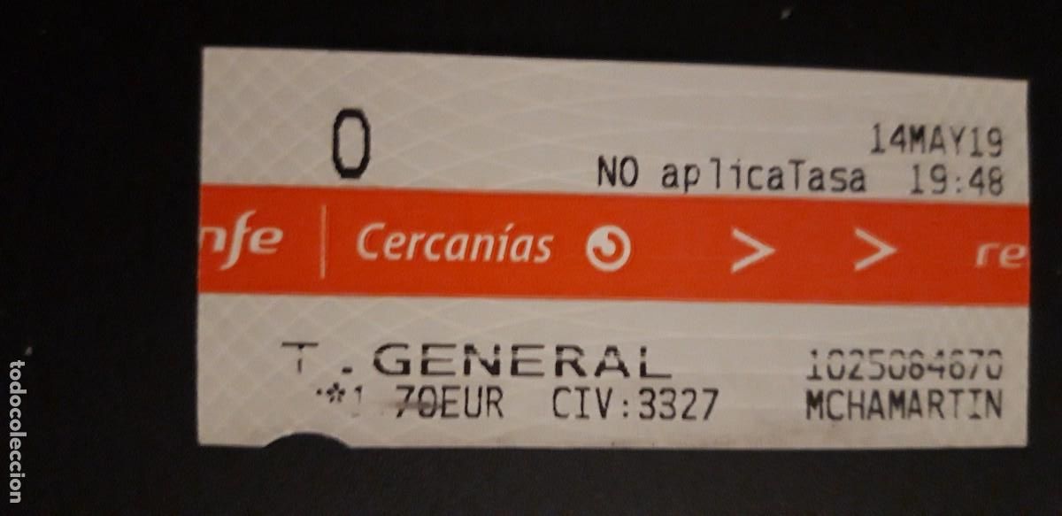 Collectionnisme Billets de transport: 1 BILLETE DE ** RENFE CERCANIAS M. CHAMARTIN . 14/MAY/19 . **