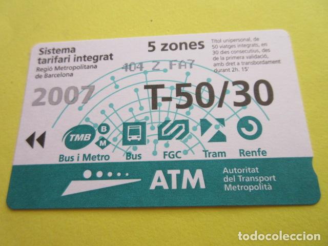 Collectables Transport Tickets: REF: COL_LBE01- COLECCION ATM - A&Ntilde;O 2007 - T-50/30 5 ZONA
