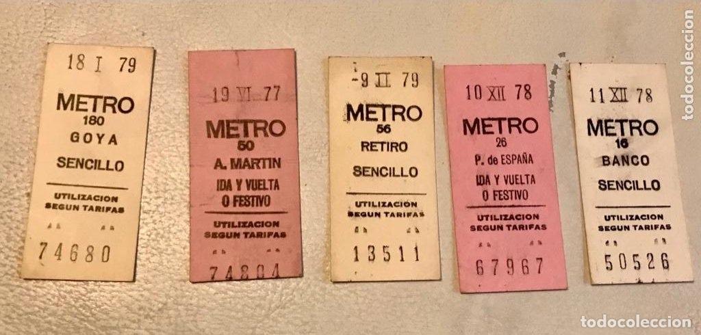 Sammeln von Fahrkarten: Lote 5 billetes de metro estaciones diferentes de Madrid , final a&ntilde;os 70