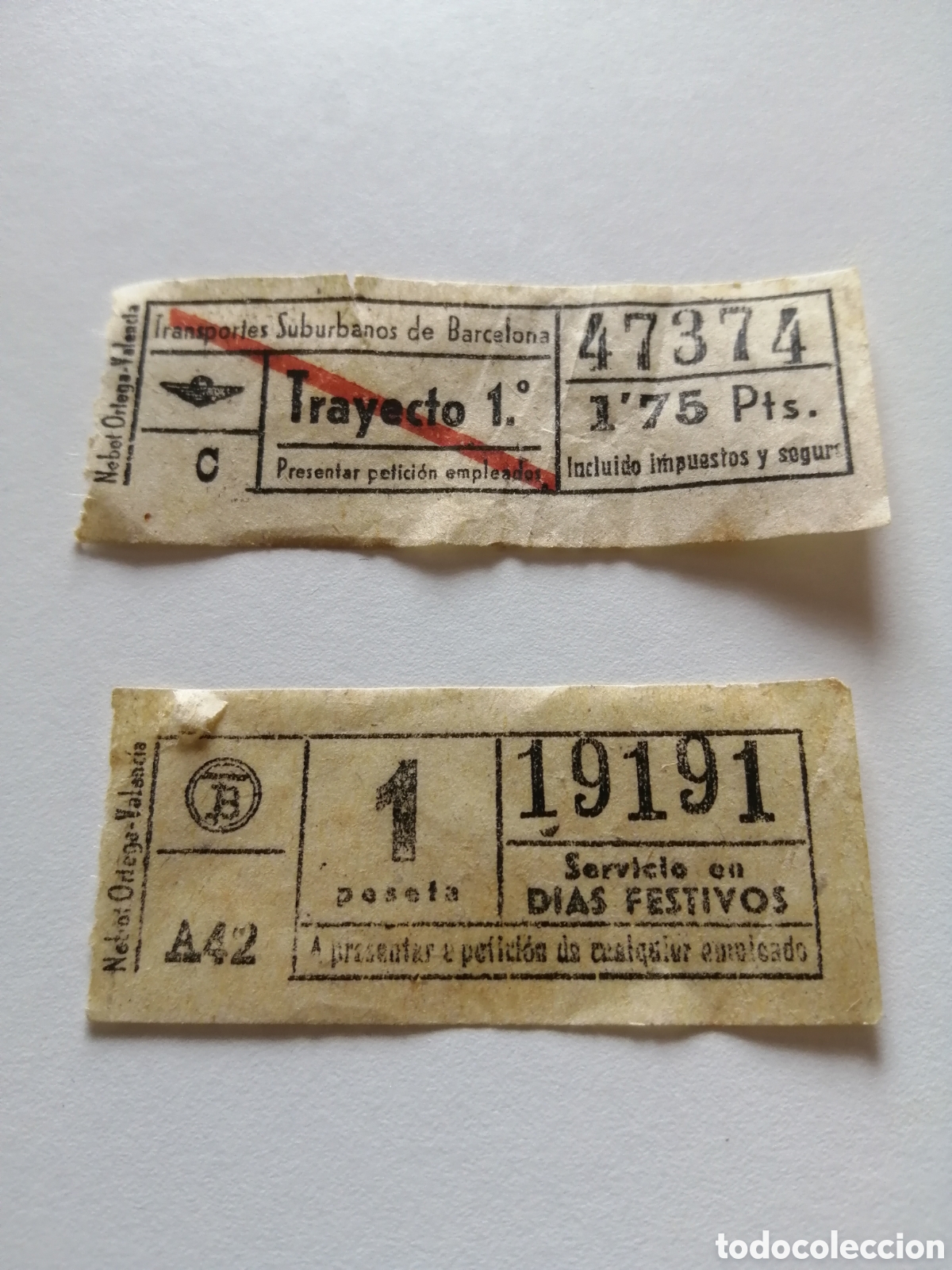 Collectables Transport Tickets: 2 BILLETES CAPICUA TRANSPORTE PUBLICO ANTIGUO BARCELONA. METRO, TRANVIA, FERROCARRILES, AUTOBUSES