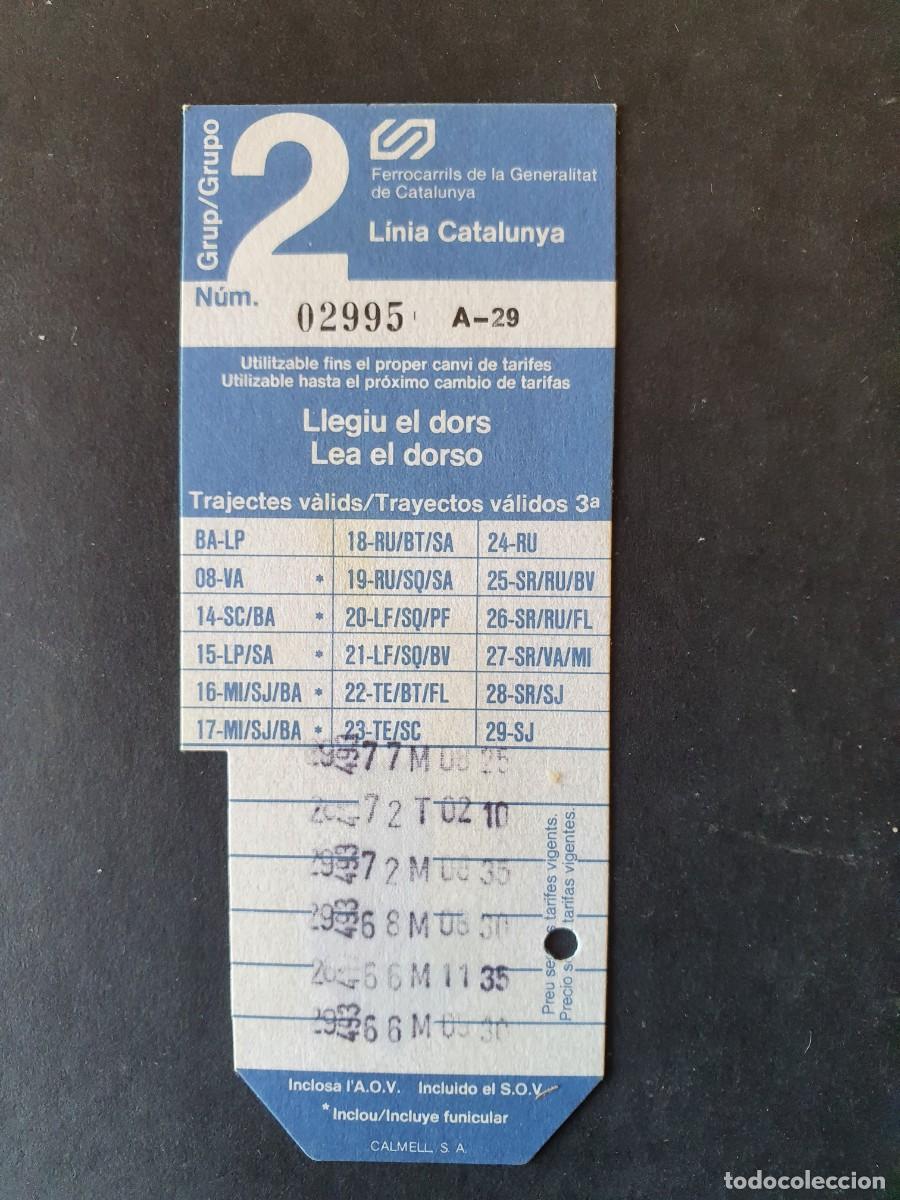 Collectionnisme Billets de transport: TARJETA FGC