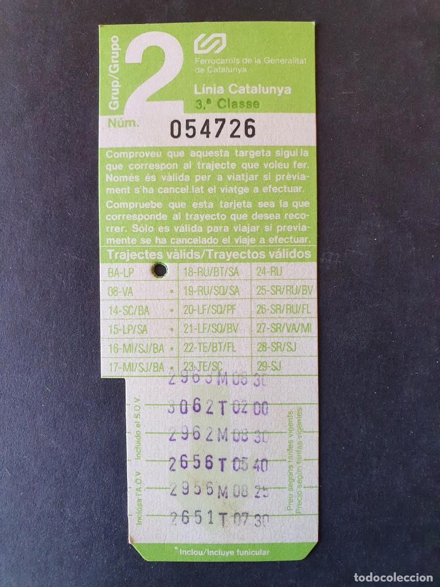 Collectionnisme Billets de transport: TARJETA FGC