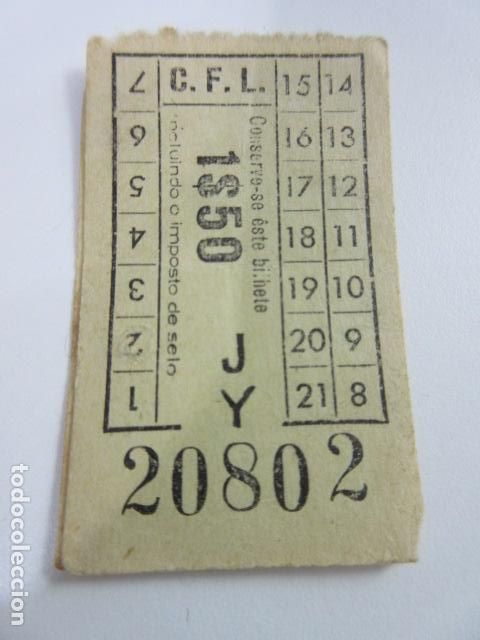 Sammeln von Fahrkarten: BILLETE CARRIS Companhia Carris de Ferro de Lisboa - CAPICUA 20802 - MODELO 1 (21-8)