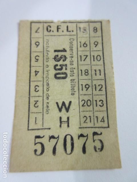 Sammeln von Fahrkarten: BILLETE CARRIS Companhia Carris de Ferro de Lisboa - CAPICUA 57075 - MODELO 2 (21-14)