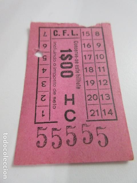 Sammeln von Fahrkarten: BILLETE CAPICUA REAL 55555 - CARRIS Companhia Carris de Ferro de Lisboa PORTUGAL