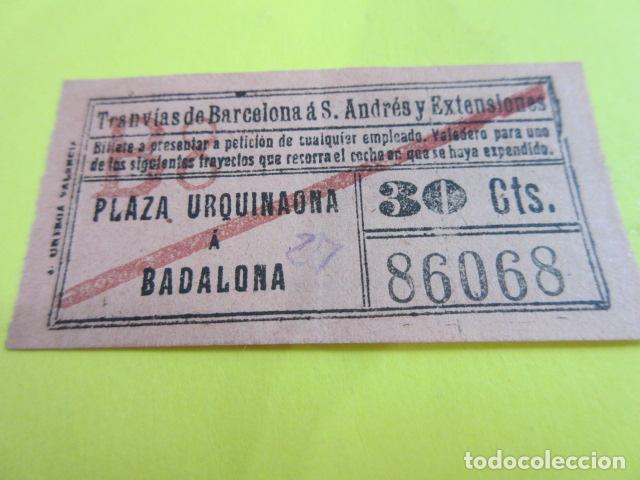 Coleccionismo Billetes de transporte: REF: COL_LBE01 - TRANVIAS SAN ANDRES Y EXTENSIONS DE BARCELONA - CAPICUA 86068