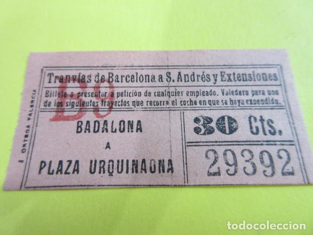 Coleccionismo Billetes de transporte: REF: COL_LBE01 - TRANVIAS SAN ANDRES Y EXTENSIONES DE BARCELONA - CAPICUA 29392