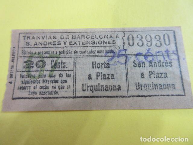 Colecionismos Bilhetes de Transporte: REF: COL_LBE01 - TRANVIAS SAN ANDRES Y EXTENSIONES DE BARCELONA - CAPICUA 03930 SELLO SOBRE CARGA 25