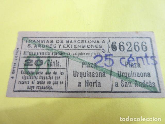 Colecionismos Bilhetes de Transporte: REF: COL_LBE01 - TRANVIAS SAN ANDRES Y EXTENSIONES DE BARCELONA - CAPICUA 66266 SELLO SOBRE CARGA 25
