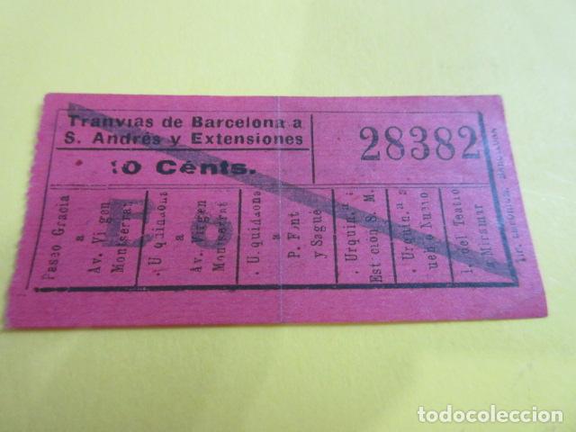 Colecionismos Bilhetes de Transporte: REF: COL_LBE01 - TRANVIAS SAN ANDRES Y EXTENSIONES DE BARCELONA - CAPICUA 28382