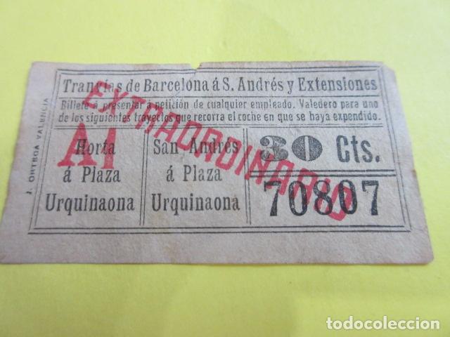 Colecionismos Bilhetes de Transporte: REF: COL_LBE01 - TRANVIAS SAN ANDRES Y EXTENSIONES DE BARCELONA - CAPICUA 70807