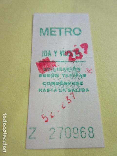 Coleccionismo Billetes de transporte: REF: COL_LBE01 - METRO DE MADRID - IDA VUELTA LETRA VERDE SERIE Z