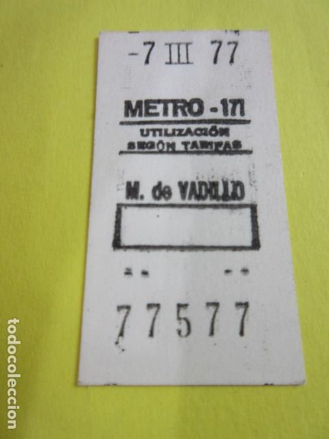 Collectionnisme Billets de transport: REF: COL_LBE01 - METRO DE MADRID - M DE VADILLO 171 - CAPICUA 77577