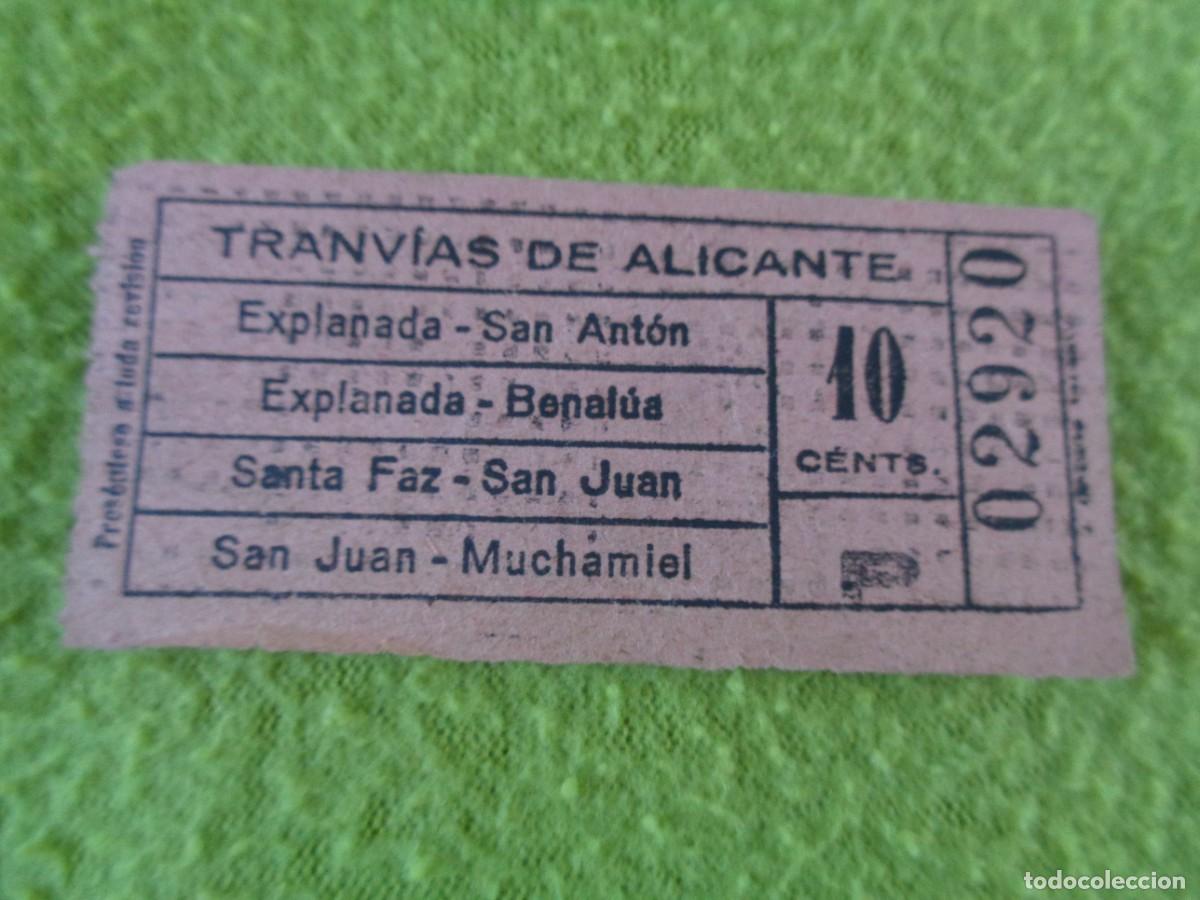 Colecionismos Bilhetes de Transporte: Precioso y muy antiguo billete de tranvias de Alicante capicua aprox. a&ntilde;o 1910