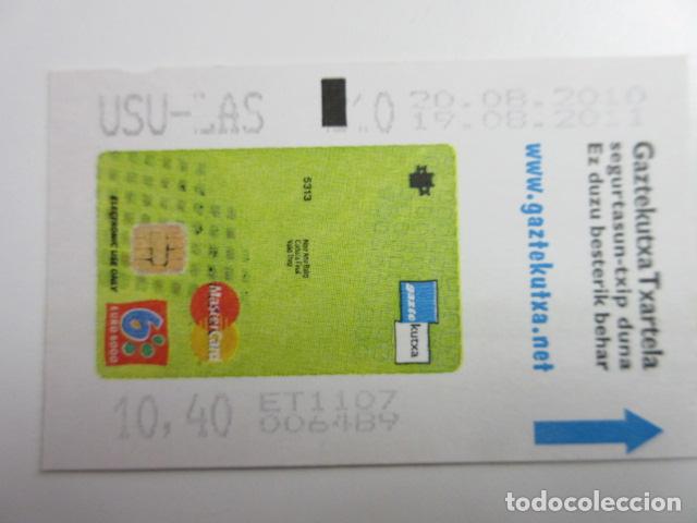 Colecionismos Bilhetes de Transporte: TARJETA EUSKOTREN A&Ntilde;O 2010 USU - LAS - 10.40 &euro; USURBIL (SAN SEBASTIAN) 10 VIAJES
