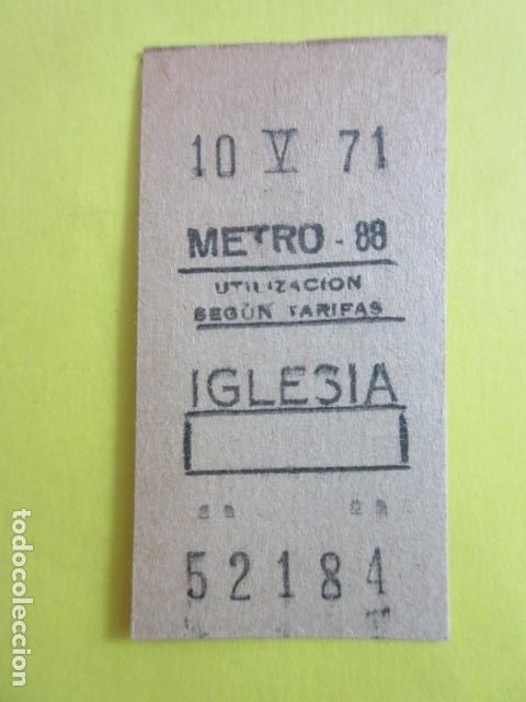 Colecionismos Bilhetes de Transporte: BILLETE METRO DE MADRID - RECUADRO - PARADA IGLESIA 88