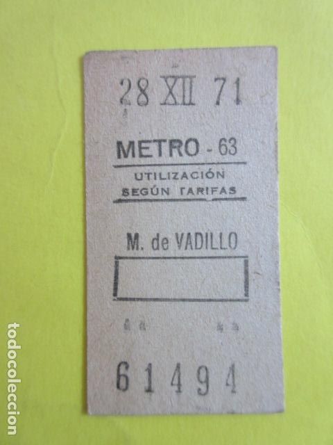 Colecionismos Bilhetes de Transporte: BILLETE METRO DE MADRID - RECUADRO - PARADA M. DE VADILLO 63