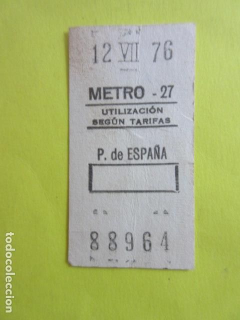 Colecionismos Bilhetes de Transporte: BILLETE METRO DE MADRID - RECUADRO - PARADA P. DE ESPA&Ntilde;A 27