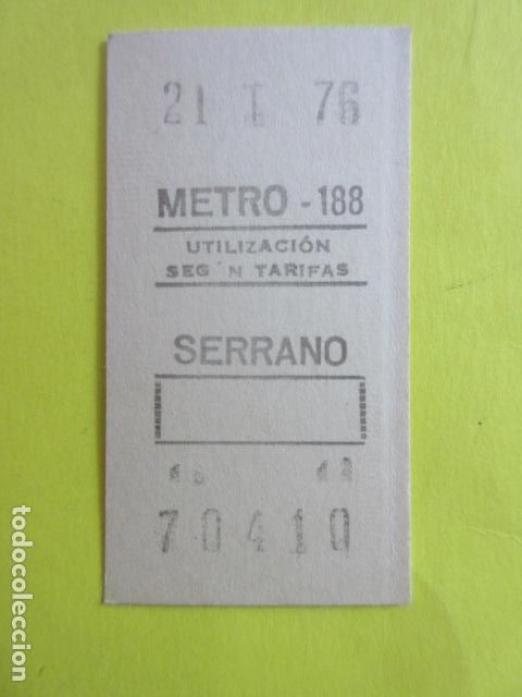 Colecionismos Bilhetes de Transporte: BILLETE METRO DE MADRID - RECUADRO - PARADA SERRANO 188