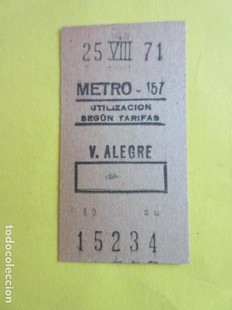 Colecionismos Bilhetes de Transporte: BILLETE METRO DE MADRID - RECUADRO - PARADA V. ALEGRE 157