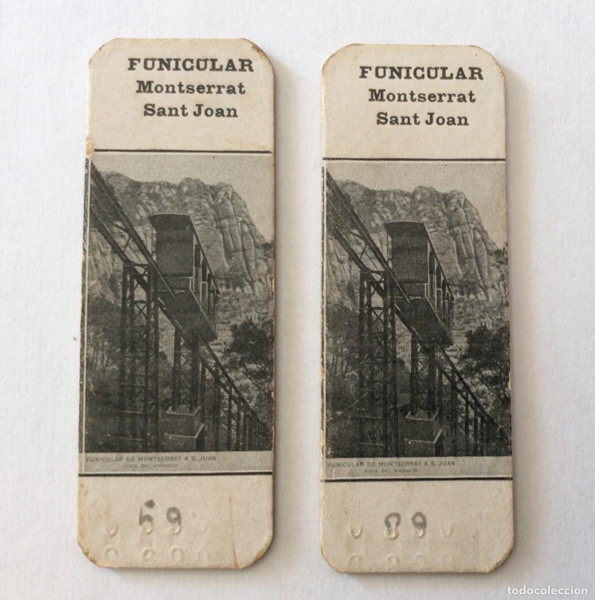 Colecionismos Bilhetes de Transporte: 2 TARJETA CONTROL DE PESO. TIPO BILLETE TREN. FUNICULAR MONTSERRAT SANT JOAN. 1928