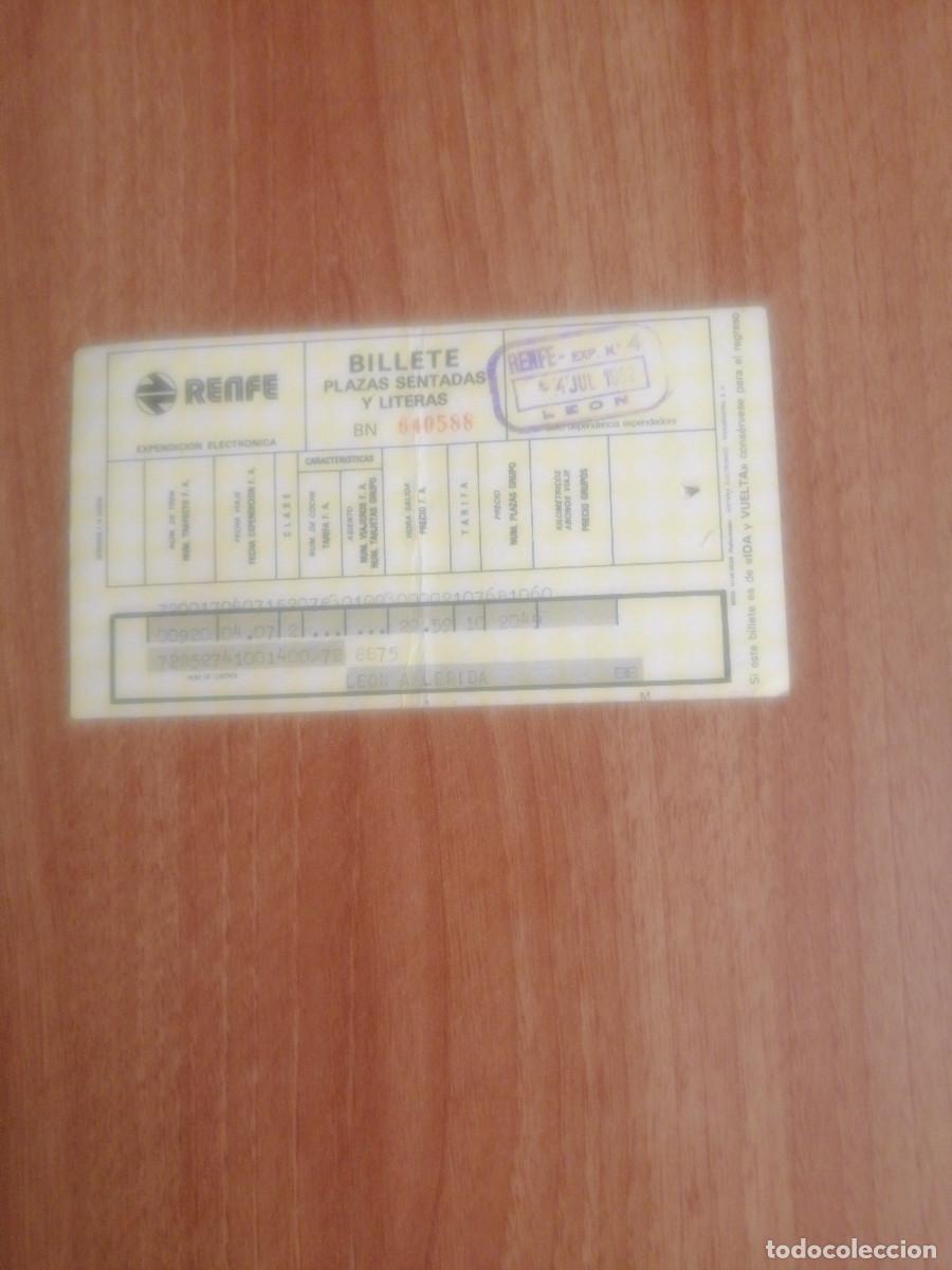 Colecionismos Bilhetes de Transporte: BILLETE RENFE PLAZAS SENTADAS Y LITERAS. LEON A LERIDA