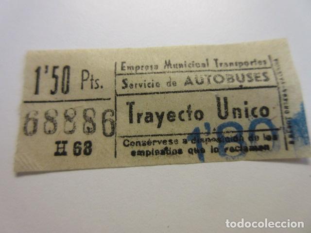 Colecionismos Bilhetes de Transporte: REF: CYC1234 - BILLETE CAPICUA 68886 - TRANVIA EMT MADRID - 1.50 PESETA SELLO SOBRE CARGA 1.80