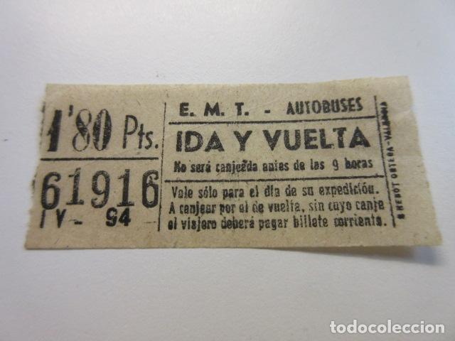 Colecionismos Bilhetes de Transporte: REF: CYC1234 - BILLETE CAPICUA 61916 - AUTOBUSES EMT MADRID - 1.80 PESETA ID Y VUELTA