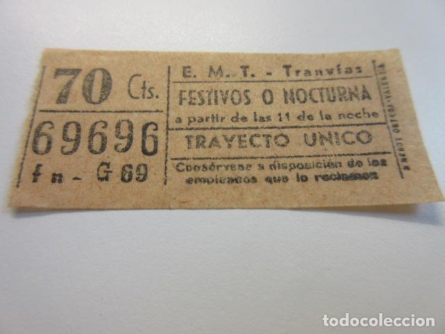 Colecionismos Bilhetes de Transporte: REF: CYC1234 - BILLETE CAPICUA 69696 - TRANVIAS EMT MADRID - 70 CENTIMOS ROSA FESTIVO