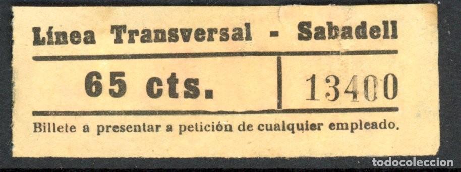 Collectionnisme Billets de transport: BILLETE LINEA TRANVERSAL SABADELL - 65 CTS. // S6