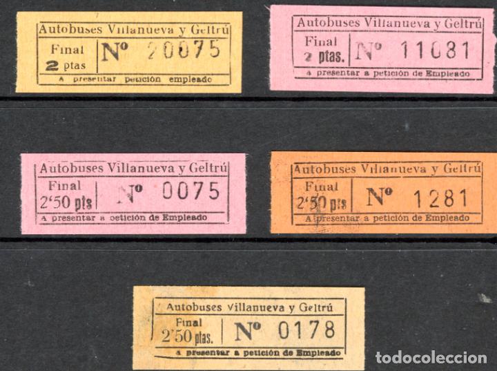 Colecionismos Bilhetes de Transporte: (L861) 5 BILLETES DE AUTOBUSES VILLANUEVA Y GELTRU // V42
