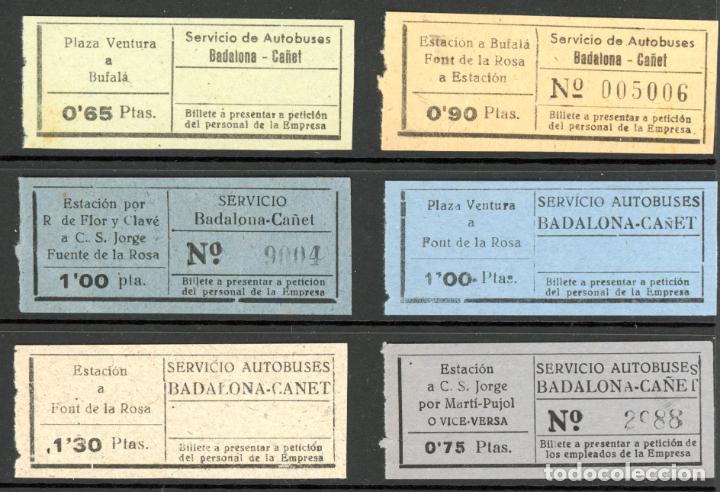 Colecionismos Bilhetes de Transporte: (L869) 5 BILLETES Servicio Autobuses BADALONA - CA&Ntilde;ET // V54