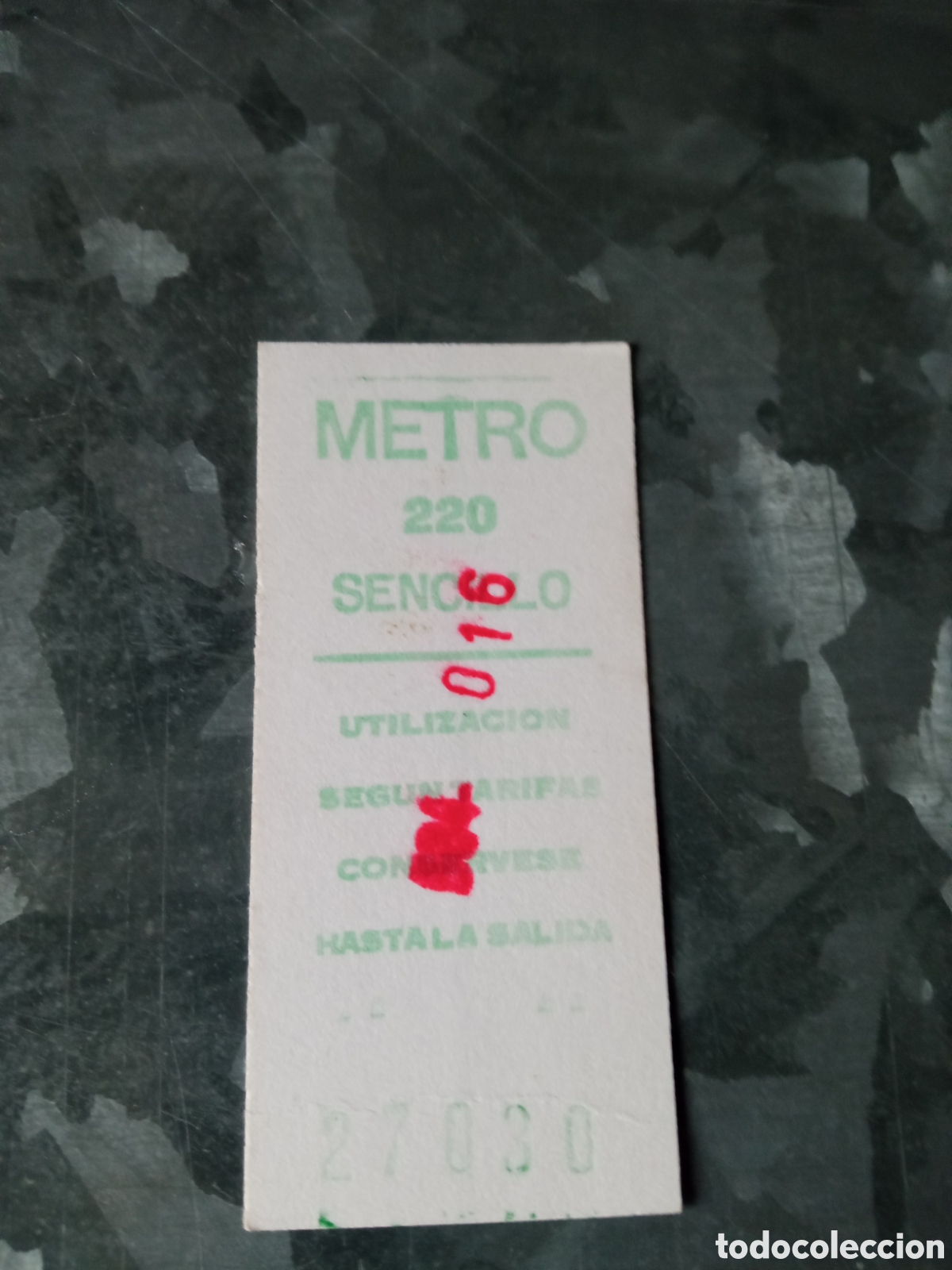 Collectionnisme Billets de transport: Billete metro Madrid sencillo a&ntilde;os ochenta 220