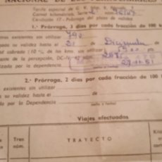 Coleccionismo Billetes de transporte: DOCUMENTO RENFE NACIONAL D LOS FERROCARRILS ESPAÑOLES 1961,, PRORROGA. Lote 377966454