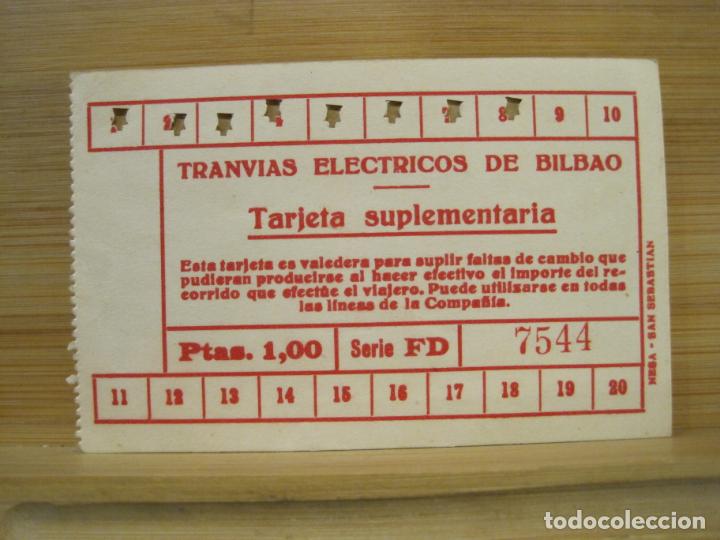 Collectables Transport Tickets: TRANVIAS ELECTRICOS DE BILBAO - TARJETA SUPLEMENTARIA 1PESETA -VER FOTOS-(99.231)