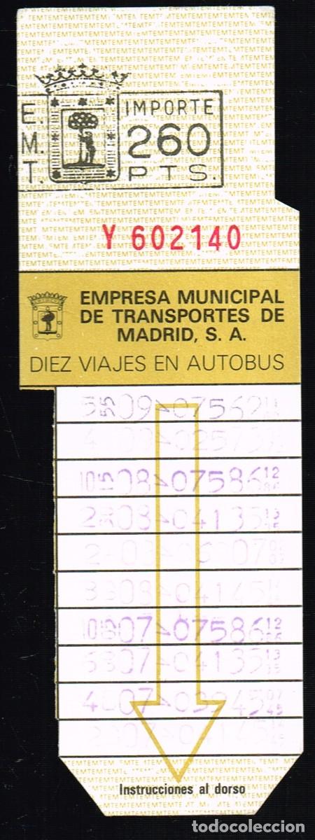 Collectables Transport Tickets: Anterior 2002 EMPRESA MUNICIPAL DE TRANSPORTES DE MADRID S.A. 10 VIAJES BUS 260 PTS.