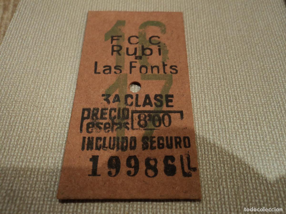 Coleccionismo Billetes de transporte: billete edmonson ferrocarril, rubi-las fonts, 3&ordf; clase, (puede variar la numeracion)