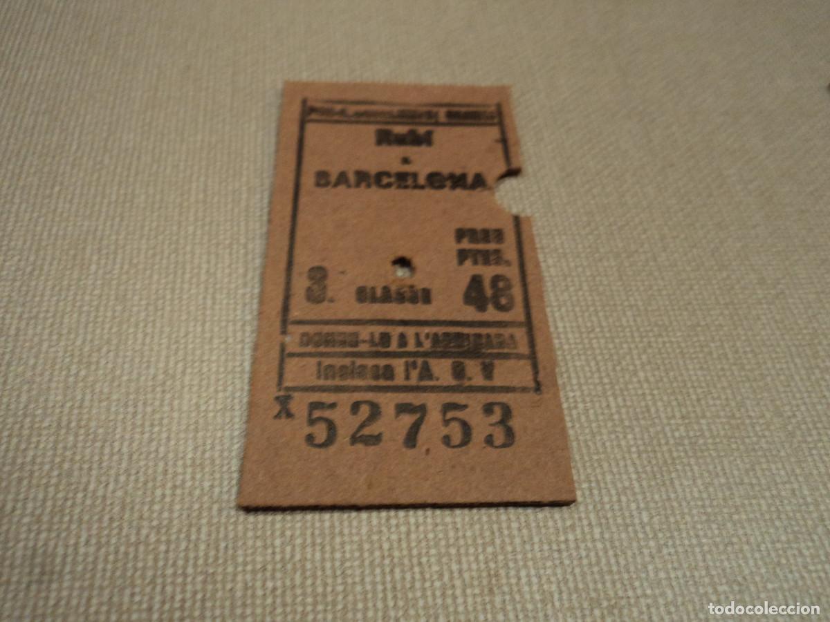 Collectables Transport Tickets: billete edmonson ferrocarril, rubi-barcelona, 3&ordf; clase