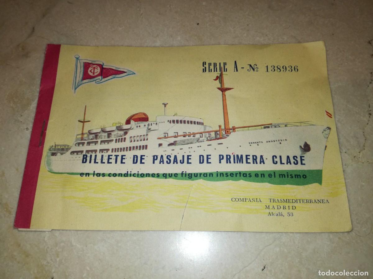 Collectables Transport Tickets: BILLETE DE PASAJE DE PRIMERA CLASE-COMPA&Ntilde;IA TRASMEDITERRANEA-ORIGINAL A&Ntilde;OS 50