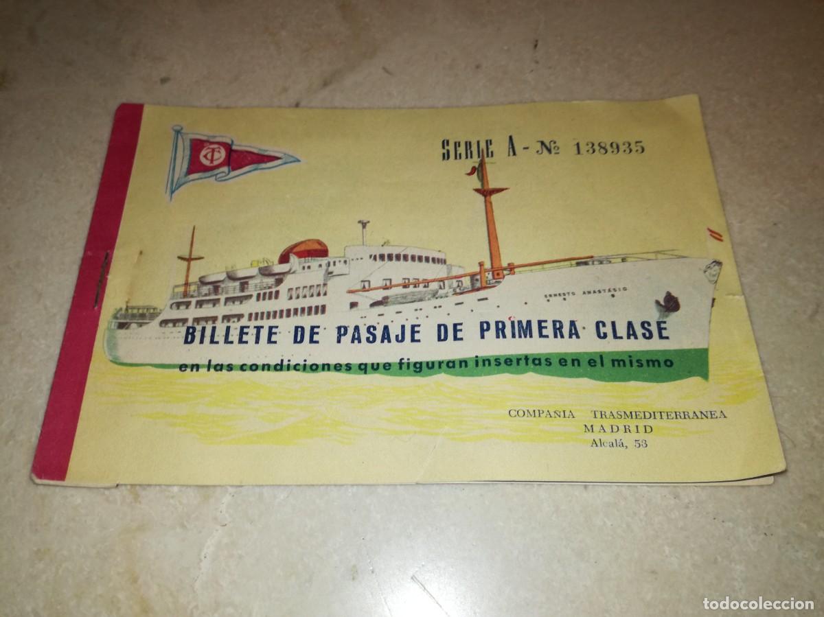 Sammeln von Fahrkarten: BILLETE DE PASAJE DE PRIMERA CLASE-COMPA&Ntilde;IA TRASMEDITERRANEA-ORIGINAL A&Ntilde;OS 50