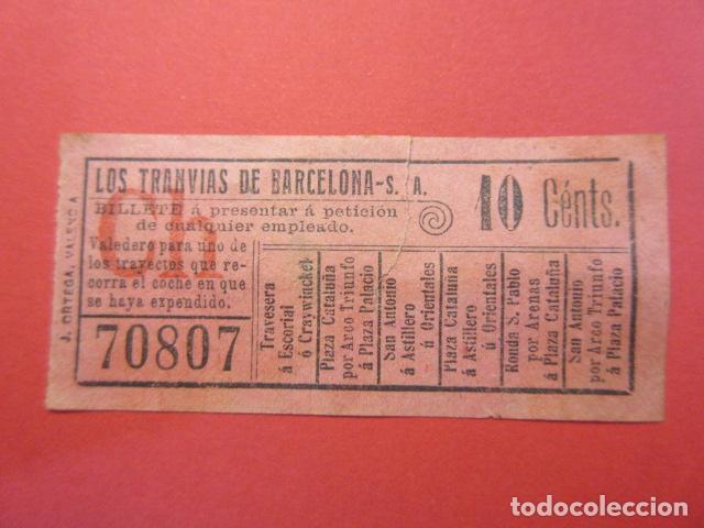 Sammeln von Fahrkarten: LOS TRANVIAS DE BARCELONA REF: LTB001 1 BILLETE CAPICUA 70807 OJO SERIE ROJA