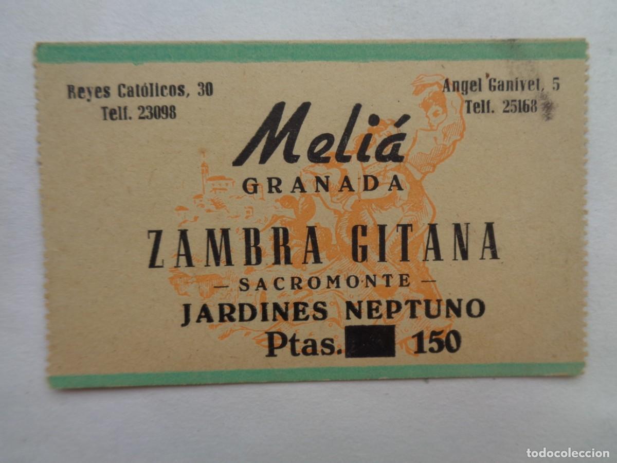 Collectables Transport Tickets: BILLETE ESPECIAL DE MELI&Aacute; GRANADA PARA SACROMONTE , ZAMBRA GITANA. A&Ntilde;OS 60