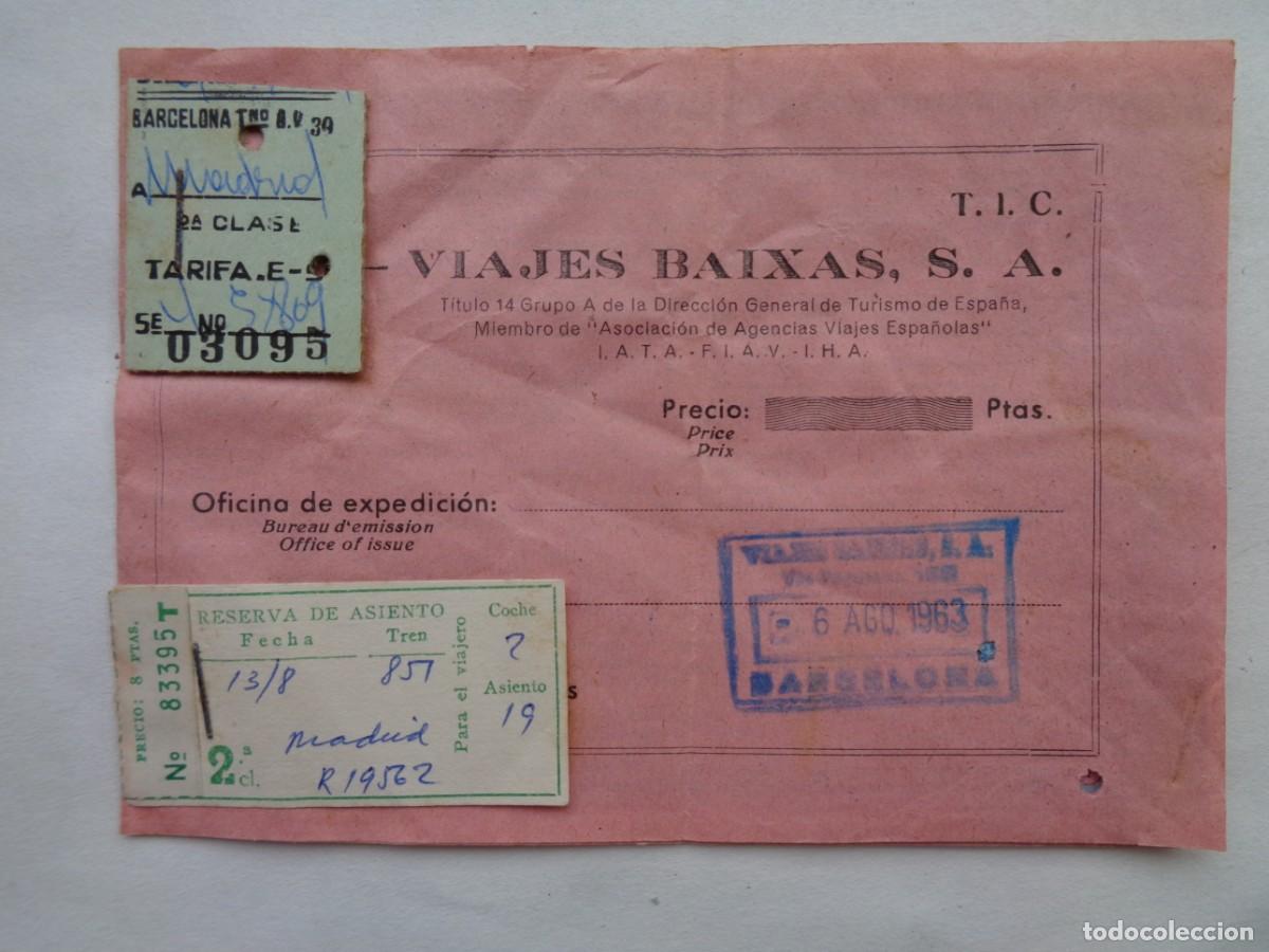 Colecionismos Bilhetes de Transporte: RED NACIONAL FERROCARRILES ESPA&Ntilde;OLES, RENFE: BILLETES MADRID - BARCELONA, 1963