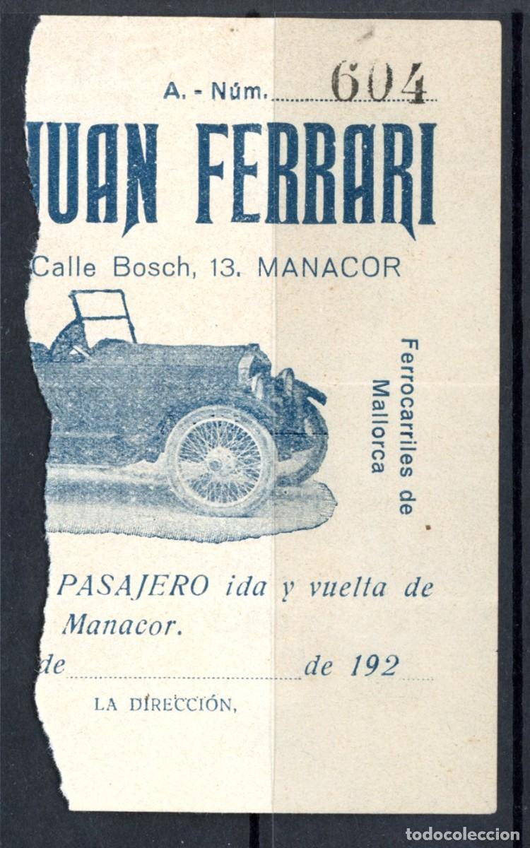 Coleccionismo Billetes de transporte: BILLETE DE FERROCARRILES DE MALLORCA // MANOCOR // S5