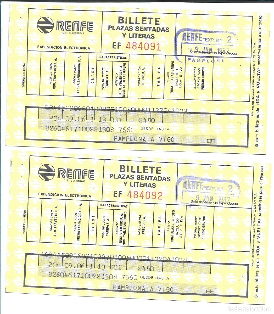 Coleccionismo billetes de transporte: DOS BILLETES RENFE + DOS BILLETES COMPLEMENTARIOS A&Ntilde;O 1987