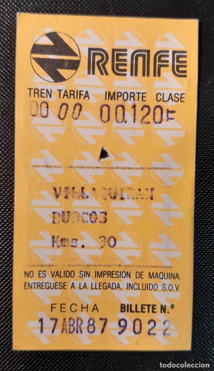 Collectionnisme Billets de transport: Billete de tren RENFE Villaquir&aacute;n de los Infantes - Burgos, 1987